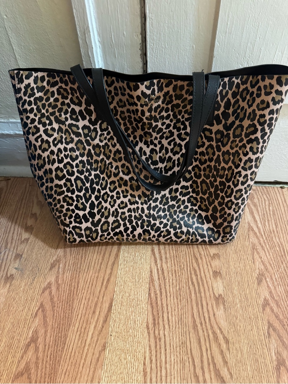 Kate Spade Leopard Print Tote Bag with Black Trim